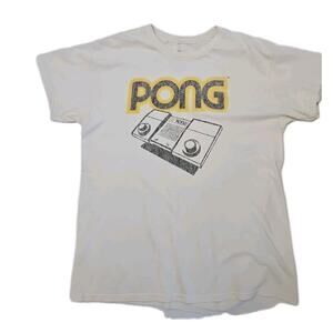Vintage Atari Distressed Pong Unisex Short Sleeve T-Shirt Sz Large White